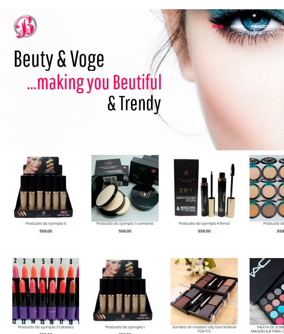 Ejemplo de tiendas virtuales maquillaje